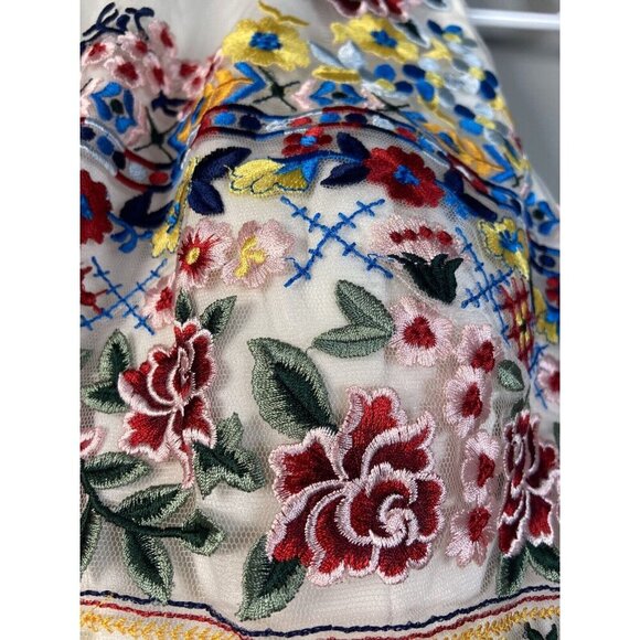 For You DRESS Size XXL White Blue EMBROIDERED 2 Piece Skirt Crop Top Pageant NWT - Picture 11 of 16